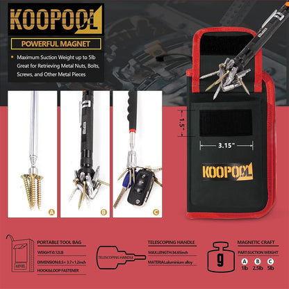 Skiennix Telescoping Magnetic Pickup Tool Set - LED Inspection Mirror & Magnet Stick | Perfect Gifts for Men