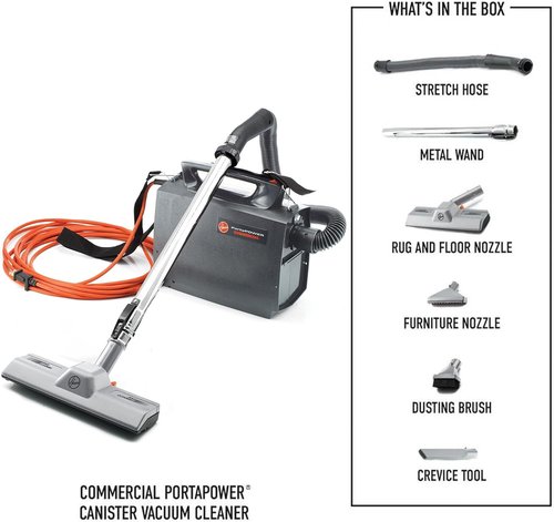 Hoover Commercial PortaPower Canister Vacuum Cleaner - Lightweight 2-in-1 Bagged Vac & Blower | Ideal for Commercial Use