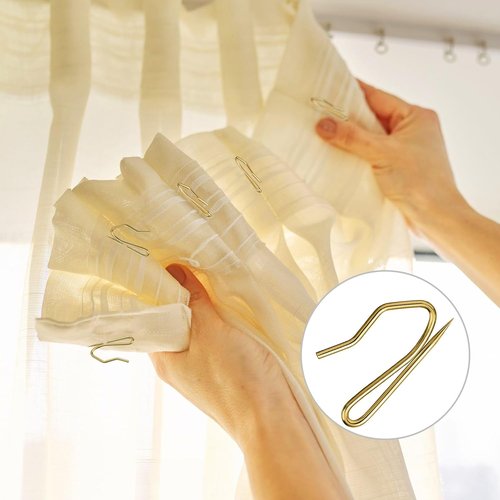 Hotop Metal Drapery Curtain Rings - 30 Pcs with 0.98/1.26/1.65 Inch Interior Diameter | Includes Curtain Pin Hooks (Gold, 25 mm)