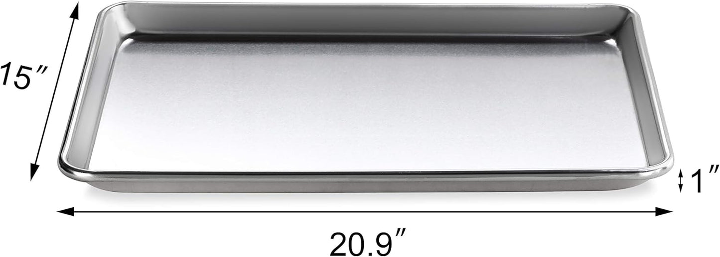 New Star Foodservice 18-Gauge Aluminum Sheet Pan Set - Includes Silicone Baking Mat, 15 x 21 Inch