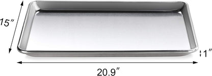 New Star Foodservice 18-Gauge Aluminum Sheet Pan Set - Includes Silicone Baking Mat, 15 x 21 Inch