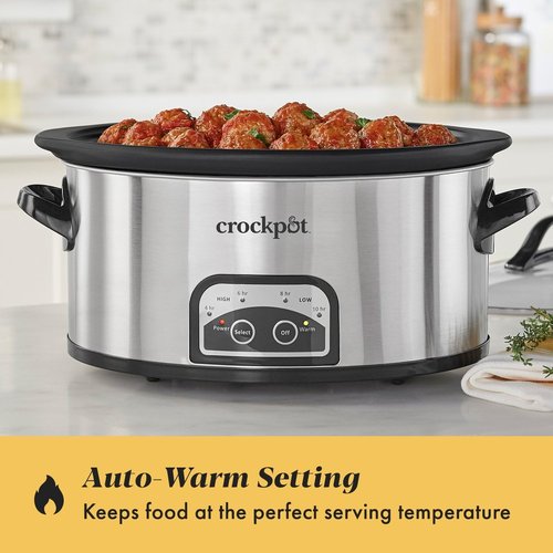 Crock-Pot 6 Quart Programmable Slow Cooker - Timer & Auto Food Warmer - Stainless Steel Finish