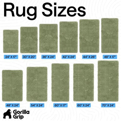 GORILLA GRIP Bath Rug Mat 48x17, Soft Absorbent Chenille, Quick Dry Microfiber Mats, Rubber Backing Washable Shower Floor Rugs, Bathmat Runner, US Designed Bathroom Home Decor Accessories Sage Green