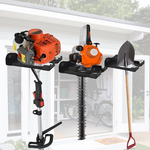 Ertuohg Garage Organizer - Heavy Duty Steel Trimmer Rack | Wall-Mounted Garden Tool Storage, Black, 5.9 x 4.9 x 1.5 Inches