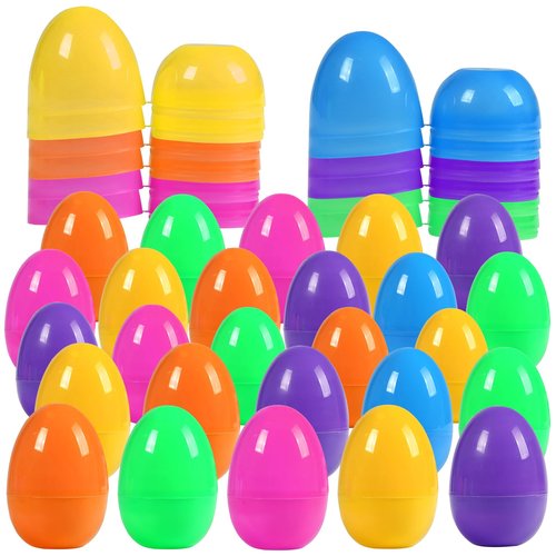 Biubumtu 30Pcs Fillable Easter Eggs, 2.36'' Plastic Bright Easter Eggs Empty Bulk Assortment, Perfect for Easter Egg Hunt/Surprise Egg