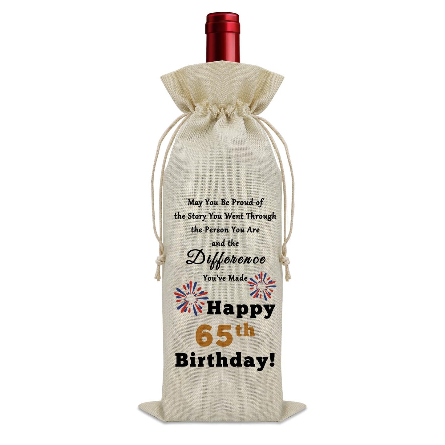 Sazuwu Happy 65th Birthday Gifts Wine Bag Birthday Gifts for Men 65 Years Old Inspirational Birthday Quotes Wine Accessories Gifts for Wine Lovers Born in 1959 Gifts for Turning 65