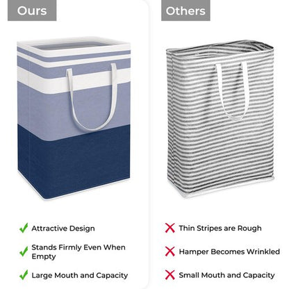 HomeHacks 2-Pack Large Laundry Basket, Waterproof, Freestanding Laundry Hamper, Collapsible Tall Clothes Hamper with Extended Handles for Clothes Toys in the Dorm and Family (Blue, 75L)