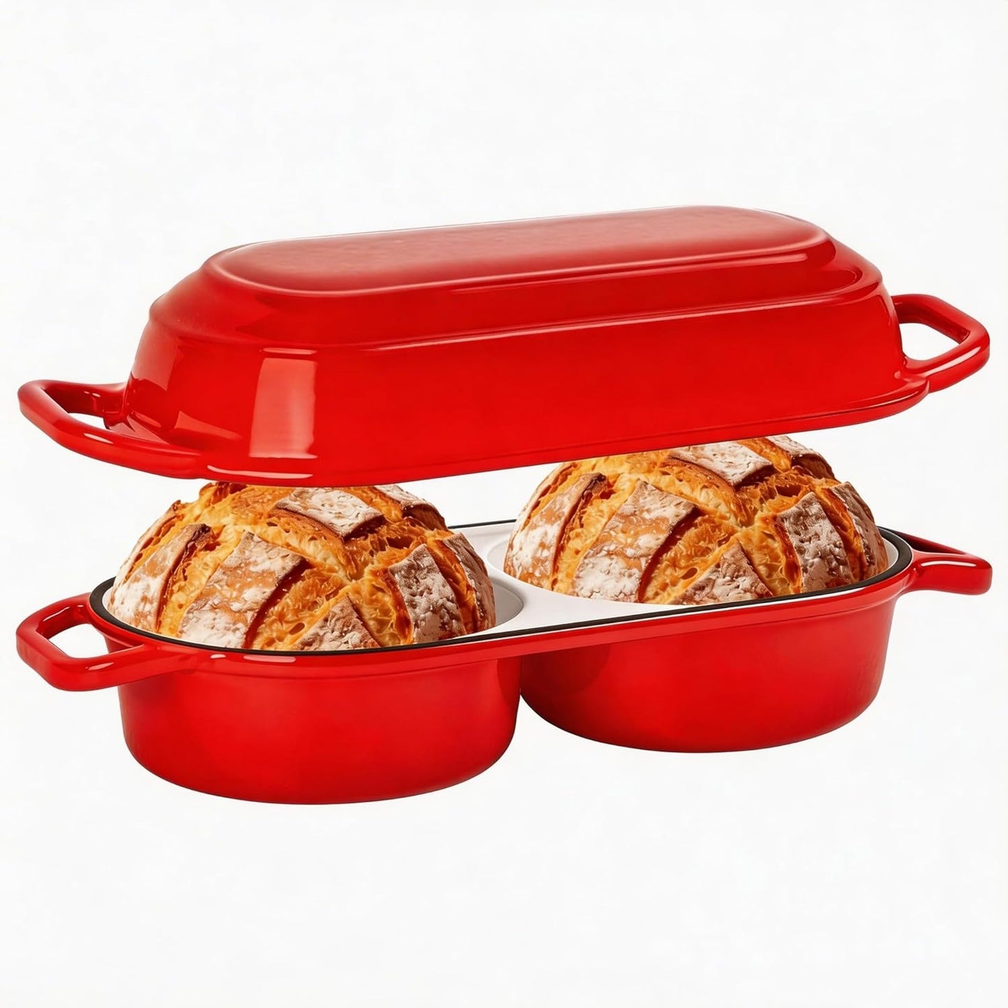 Skiennix Mini Double Dutch Oven - 2.2QT Enameled Cast Iron Pot for Sourdough Baking | Oven Safe to 500°F