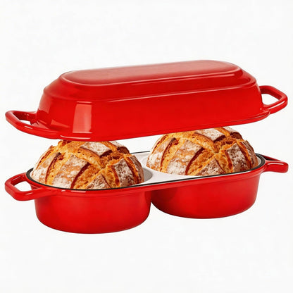 Skiennix Mini Double Dutch Oven - 2.2QT Enameled Cast Iron Pot for Sourdough Baking | Oven Safe to 500°F
