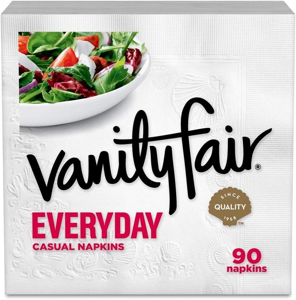 Vanity Fair White Paper Napkins - Everyday Use, 1080 Count | Pack of 12 for All Occasions