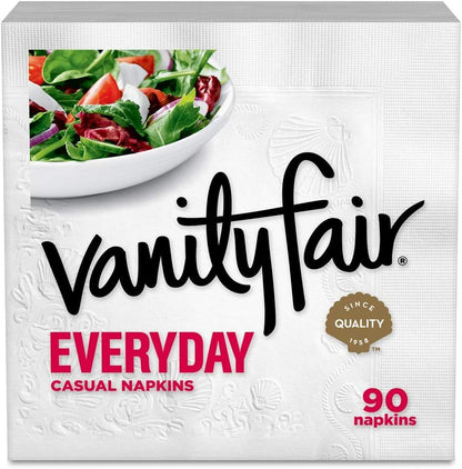 Vanity Fair White Paper Napkins - Everyday Use, 1080 Count | Pack of 12 for All Occasions