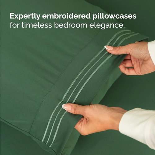 Comfy Twin Size 3-Piece Sheet Set by [Brand Name] - Breathable, Cooling Hotel Luxury Bedding - Deep Pockets, Soft, Wrinkle-Free - Emerald Green