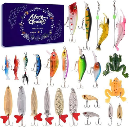 Lihome Fishing Advent Calendar 2026 - 24-Day Lure Set for Men, Boys & Dads | Freshwater & Saltwater Fishing
