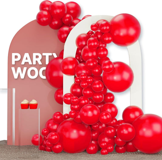 PartyWoo Red Balloons - 120-Piece Arch Kit with Various Sizes for Birthday & Graduation Decor