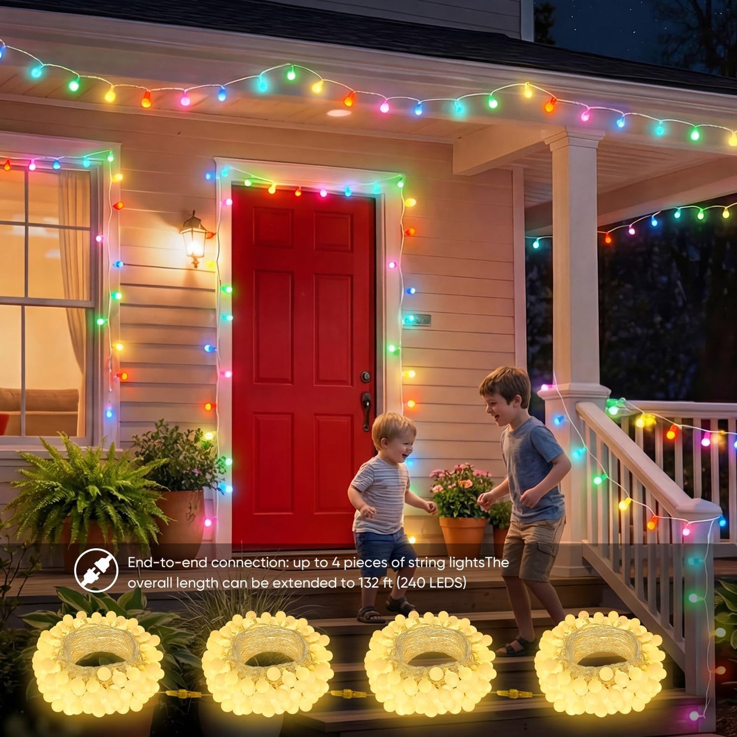OMIKA 33FT Connectable Globe String Lights - 24 Color Changing Fairy Lights with Remote, 60 LEDs for Indoor/Outdoor Use