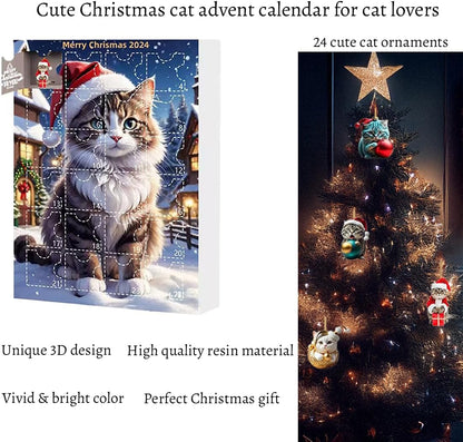 Cat Advent Calendar - 24-Day Holiday Countdown for Cat Lovers | Cute Kitten Decor Ornaments