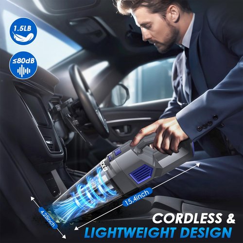 Gxzsk Handheld Vacuum - Cordless 15000PA Strong Suction Car Vacuum Cleaner | Rechargeable & Portable with Multi-Nozzles