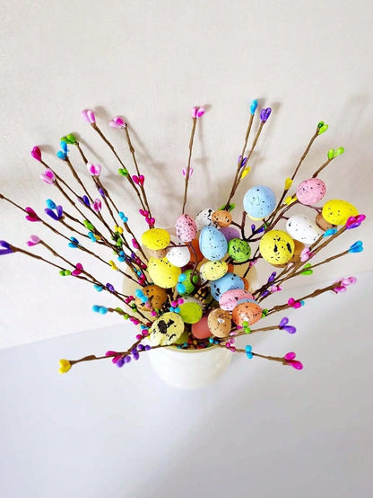 Skiennix 13PCS Artificial Easter Spray Vines - Pastel Eggs & Berries for Spring Decor
