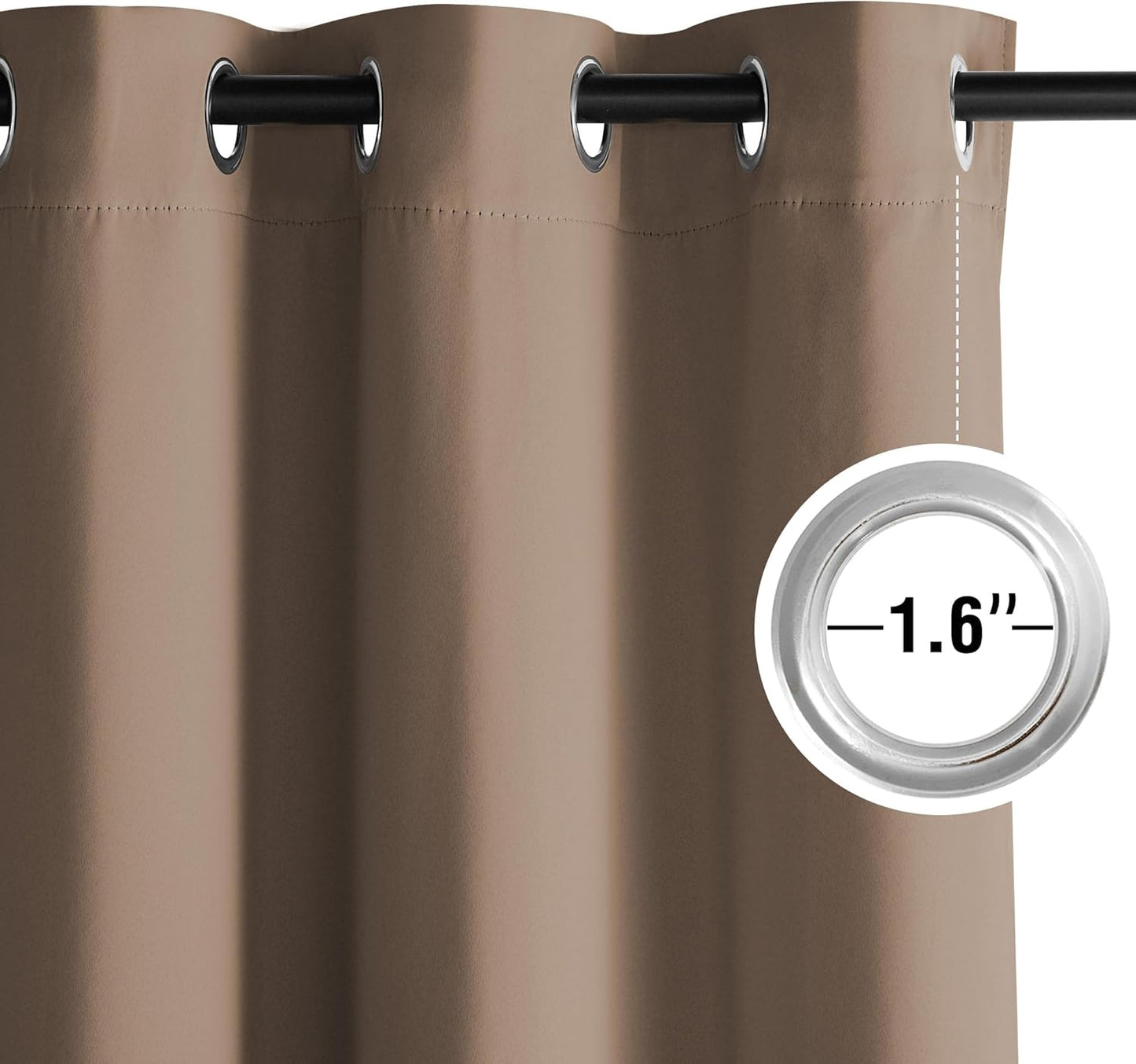 NICETOWN Cappuccino Grommet Drapes - Thermal Insulated Window Treatments | Heavy-Duty, 2 Panels, W52 x L95