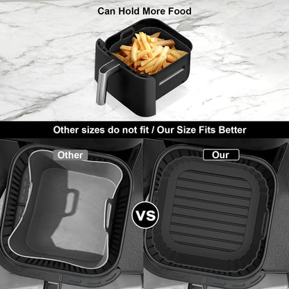Square Silicone Air Fryer Liners by [Brand Name] - Reusable 8.5 Inch Accessories for Ninja AF141 & COSORI 5-6.5 QT
