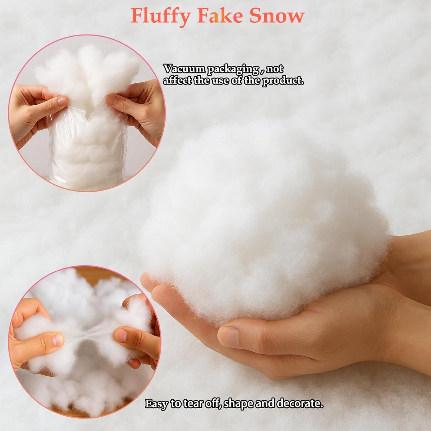 Skiennix Christmas Fake Snow Decor - Fluffy Flame Resistant Indoor Cotton Snow Blanket | 5.6oz for Holiday Crafts & Decorations