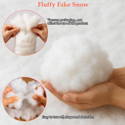 Skiennix Christmas Fake Snow Decor - Fluffy Flame Resistant Indoor Cotton Snow Blanket | 5.6oz for Holiday Crafts & Decorations