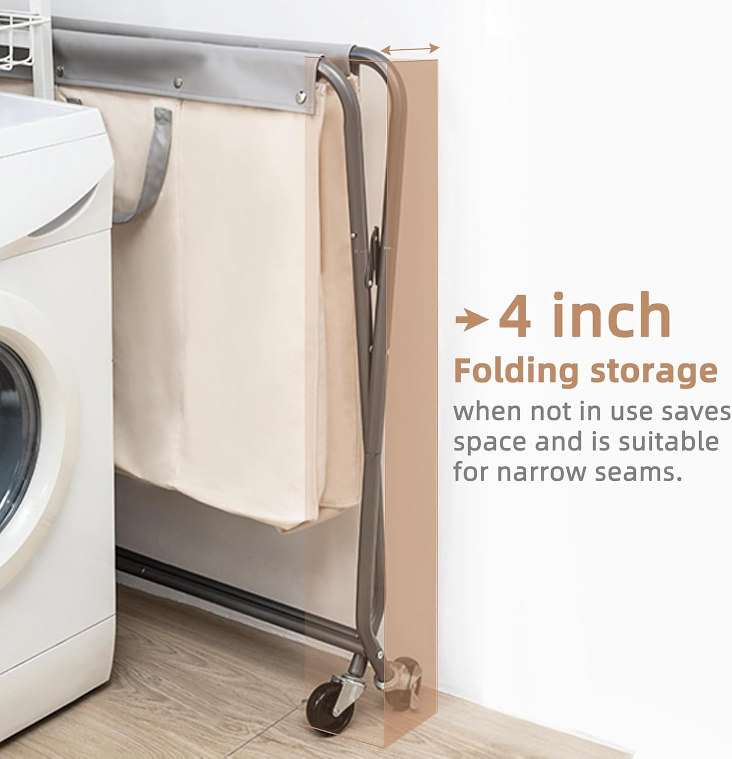Storage Maniac 160L Collapsible Laundry Hamper - Heavy-Duty Rolling Basket with Removable Bag | 3-Section Organizer