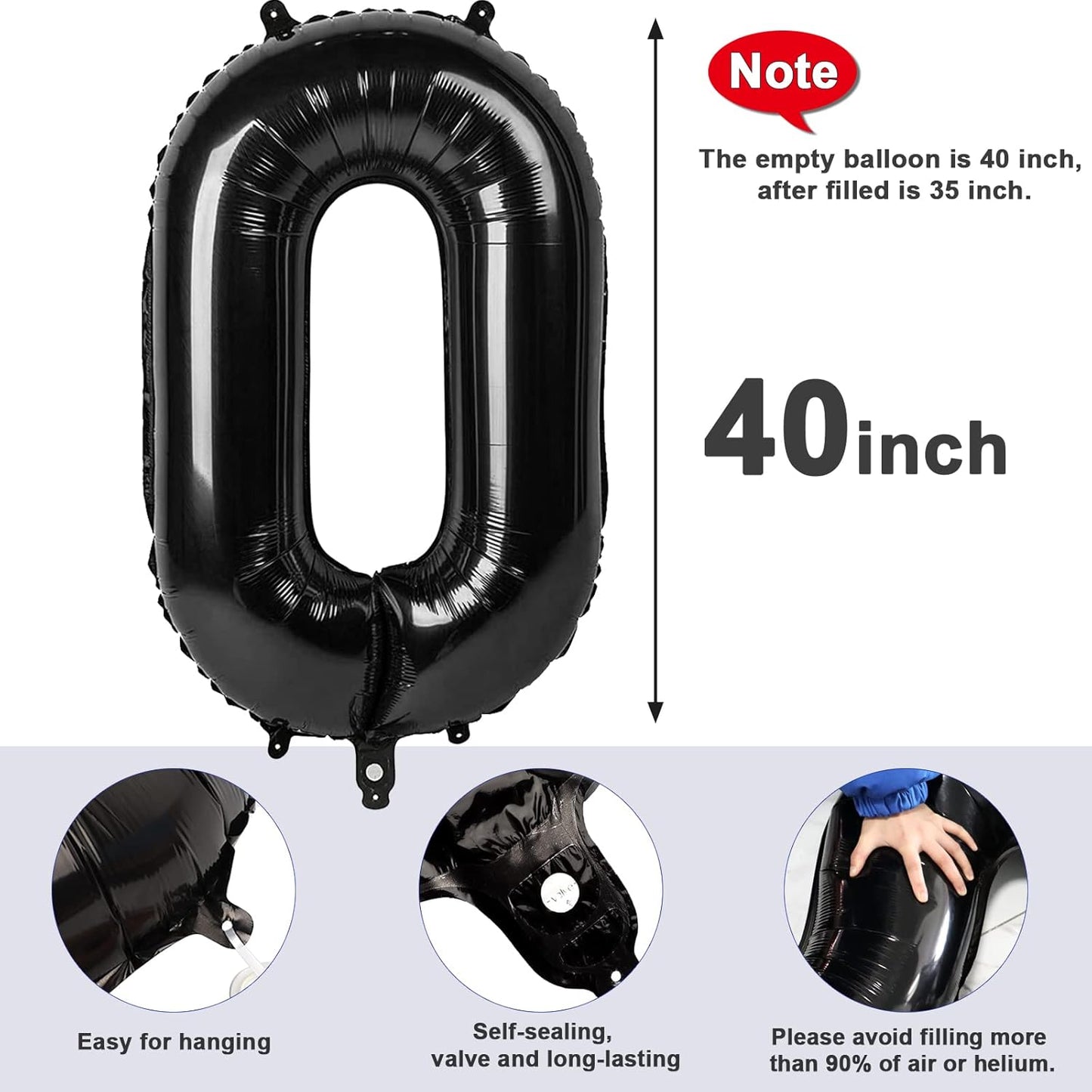 Number 0 Balloons - 40 Inch Black Birthday & Event Decorations | Perfect for Milestones & Celebrations