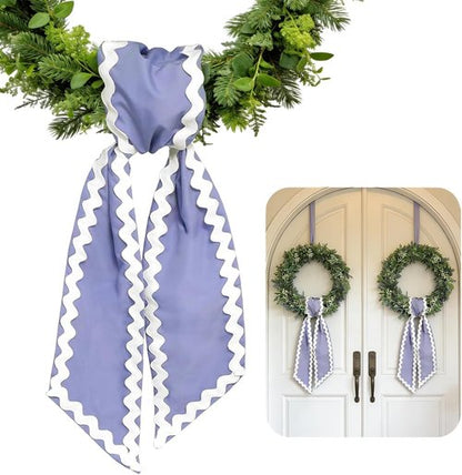 AZYM Wreath Sash Set - Light Blue Wave Ribbon Accessories for Indoor/Outdoor Decor | 2 Pcs