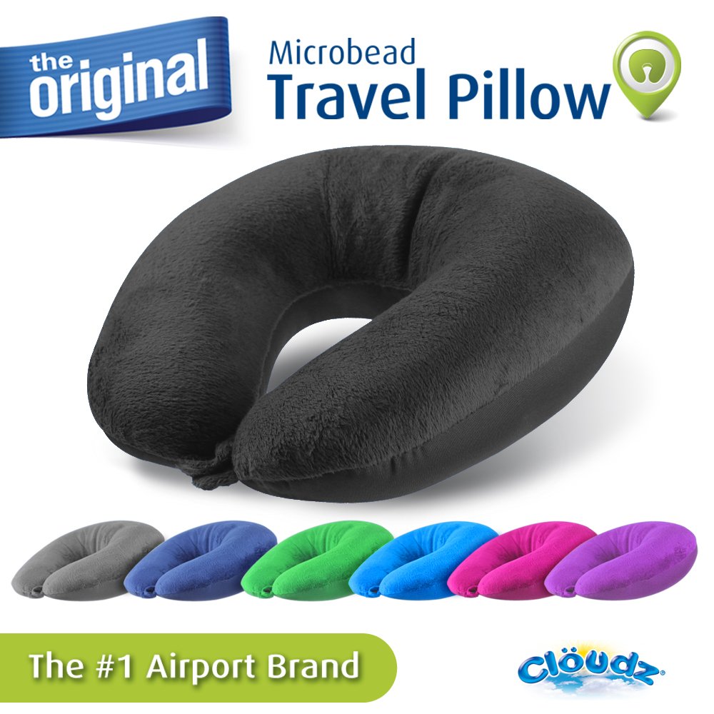 Cloudz Microbead Travel Neck Pillow - Black