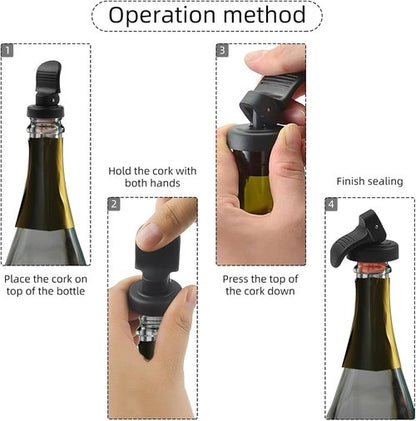 6PCS Wine Bottle Stoppers, Reusable Plastic Wine Corks Wine Stoppers Bottle Caps Champagne Stoppers with Airtight Seal, Keep Wine Fresh Wine Bottle Sealer Set