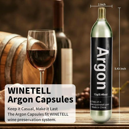 Argon Capsules for Wine Preservation Systems – Compatible with Wine Saver & Dispenser – Long-Lasting Freshness for Wine Freshness & Storage (3 Pack)