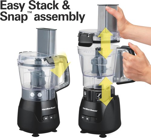 Hamilton Beach Mini Food Processor - 4-Cup Vegetable Chopper, 250 Watts, Black | Slicing & Shredding