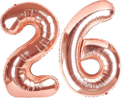 Numbers 26 Balloon - Rose Gold Digital Balloon for 26th Birthday Party | 40 Inch Decor for Engagements & Weddings