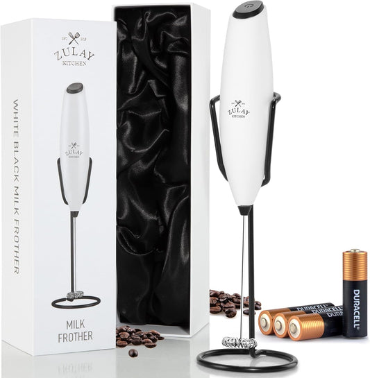 Zulay Kitchen Milk Frother - Luxury Handheld Electric Foam Maker for Coffee & Lattes | Deluxe Finish, Gift-Ready
