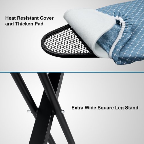 Duwee Deluxe Ironing Board - 17"x46" Full Size with Heat Resistant Cover & Adjustable Height