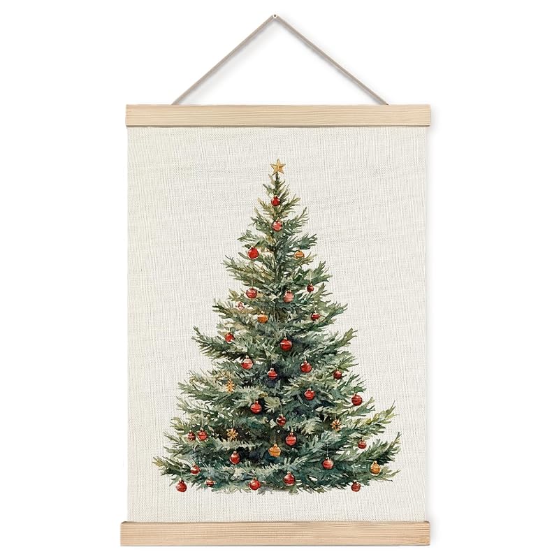 Foritho Color 03 Christmas Tree Wall Art Poster 12x16 Inch Framed Rustic Canvas
