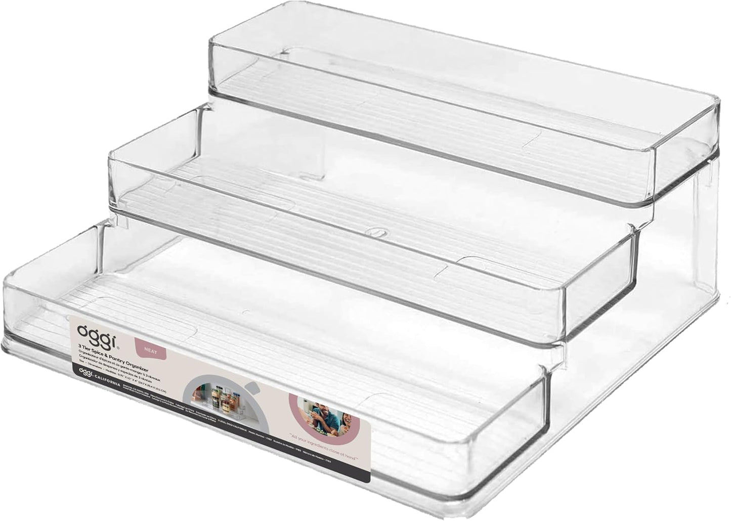 Oggi 3 Tier Spice Organizer & Pantry Storage- For Shelf, Kitchen Cabinet, Spice Rack, Pantry Organization and Storage, Clear Shelves