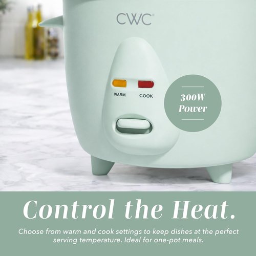 Cook With Color 6-Cup Rice Cooker - Effortless 300W Cooking for Perfectly Fluffy Rice, Sage