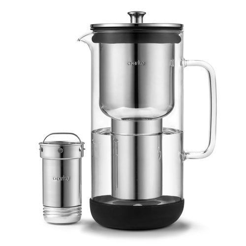 Aarke Purifier - Premium Glass & Stainless Steel Water Filter Pitcher | 2.4L Capacity, Refillable System