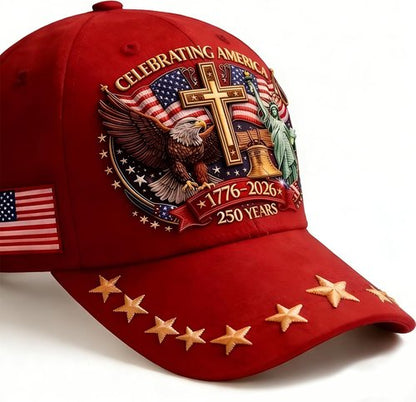 250th Anniversary USA Hat - Eagle Liberty Cross Print | Adjustable Baseball Cap for Men & Women