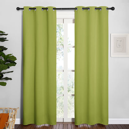 NICETOWN Green Blackout Curtains Window Panels, Window Treatment Thermal Insulated Solid Grommet Blackout Draperies/Drapes for Christmas Bedroom (Set of 2, 34 by 84 Long, Fresh Green)