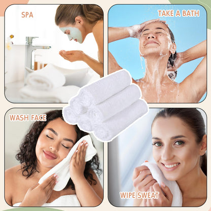 Newwiee 40 Pcs Wash Cloth Bulk Cotton Bath Hand Face Washcloths Soft Quick Drying Towel for Women Bathroom Washing Body Viscose Fiber Multipurpose Fingertip Rags(White,10 x 10 Inch)