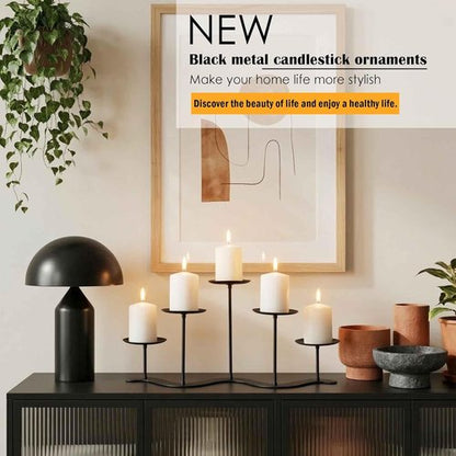 Fireplace Candle Holder - 17-Inch Black Metal Candelabra for Indoor & Outdoor Decor | Perfect for Weddings & Holidays