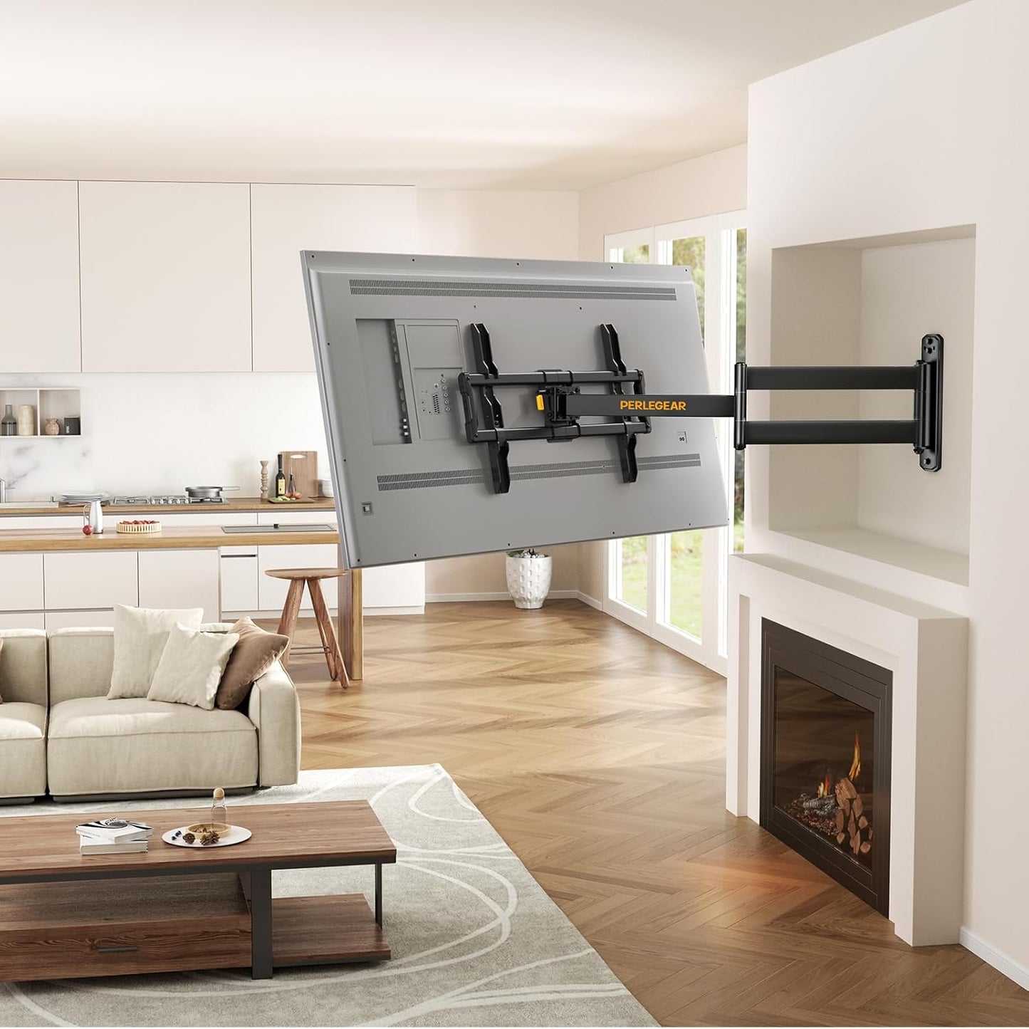 Perlegear Corner TV Wall Mount - Full Motion Bracket for 37-75 Inch TVs | 32.37” Extension & Tilt, Max VESA 600x400mm, 100 lbs Capacity