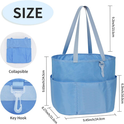 Skiennix Mesh Shower Caddy - Portable Travel Toiletry Bag with Large Capacity | Quick Dry Design in Blue