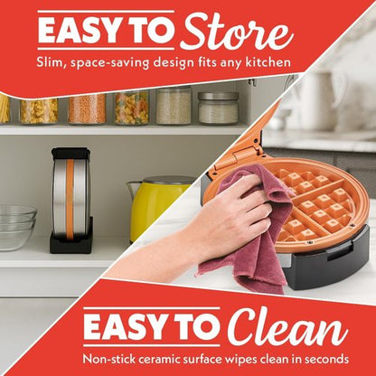 Gourmia Belgian Waffle Maker - Compact Design with Adjustable Browning & Easy-Clean Nonstick Plates