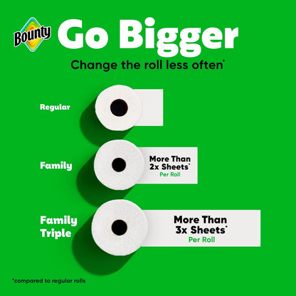 Bounty Paper Towels - Quick Size, White, 16 Family Rolls Equivalent to 40 Regular Rolls