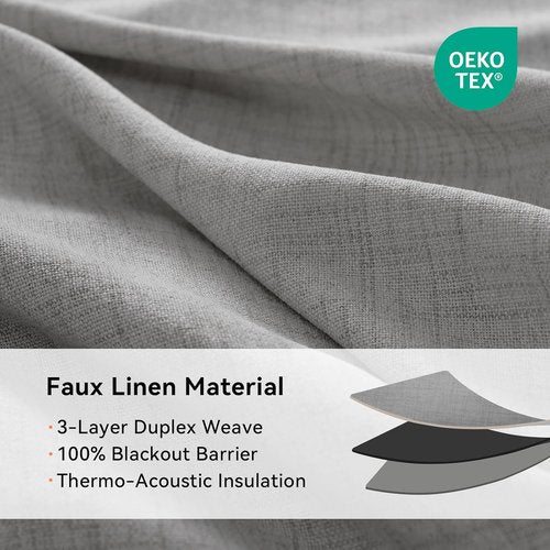 100% Blackout Shield Grey Blackout Curtains - Thermal Insulated Grommet Drapes for Bedroom & Living Room | 50" W x 84" L, 2 Panels