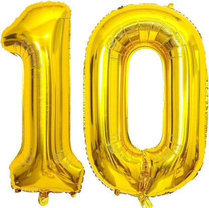 Gold 10 Number Balloons by [Brand Name] - Giant 40-Inch Birthday & Anniversary Party Decorations